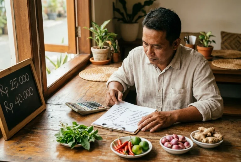owner bisnis F&B sedang menetapkan harga menu restoran