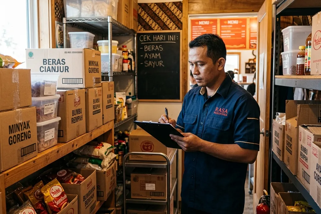 sop dalam menerapkan sistem inventory untuk cafe