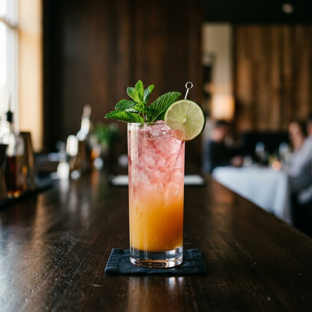 Tropical signature mocktail golden dan pink